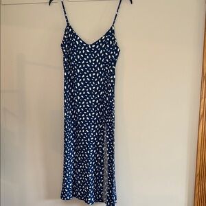 Reformation Navy and White Midi Dress